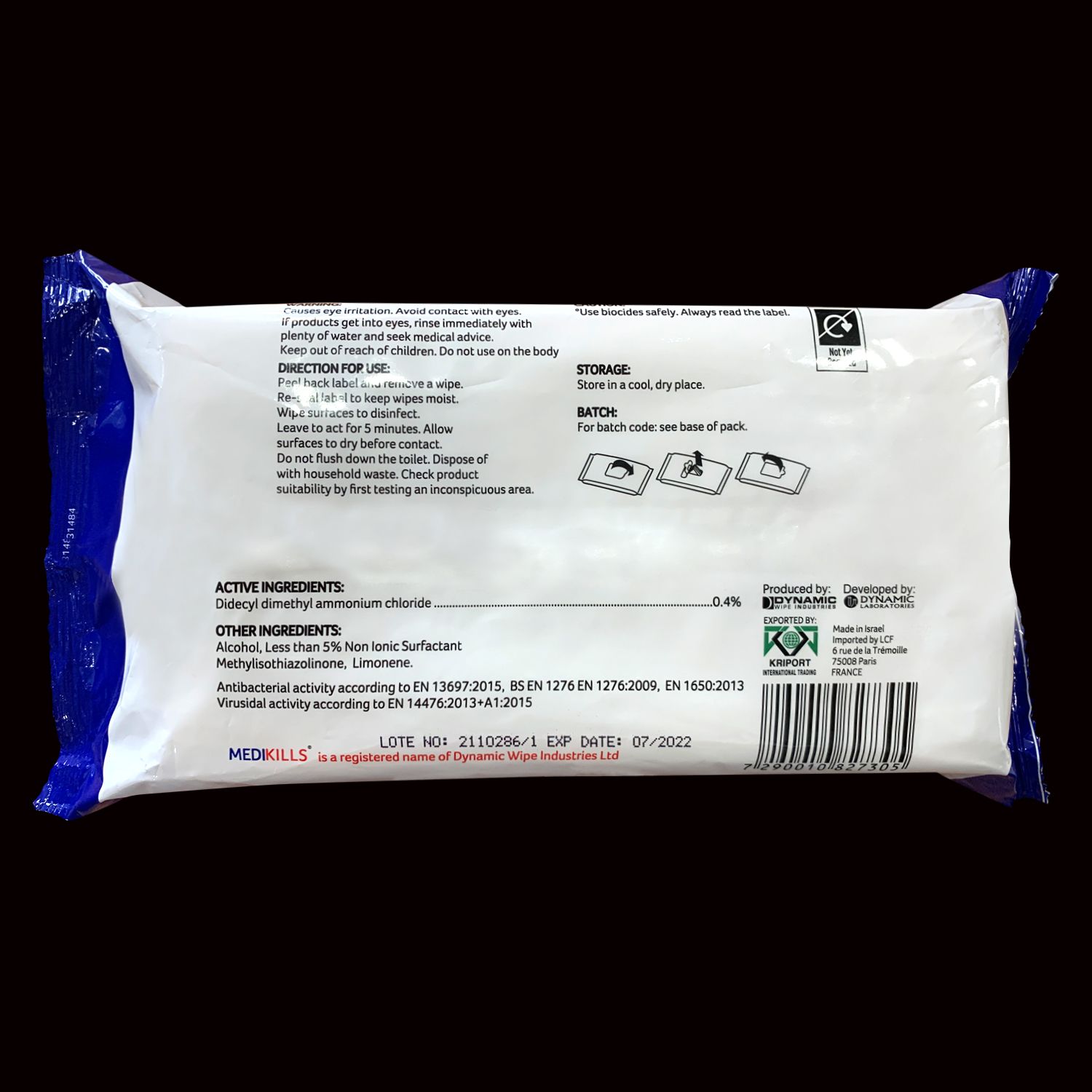 Lingettes virucides - Sachet de 50 lingettes - Medikills