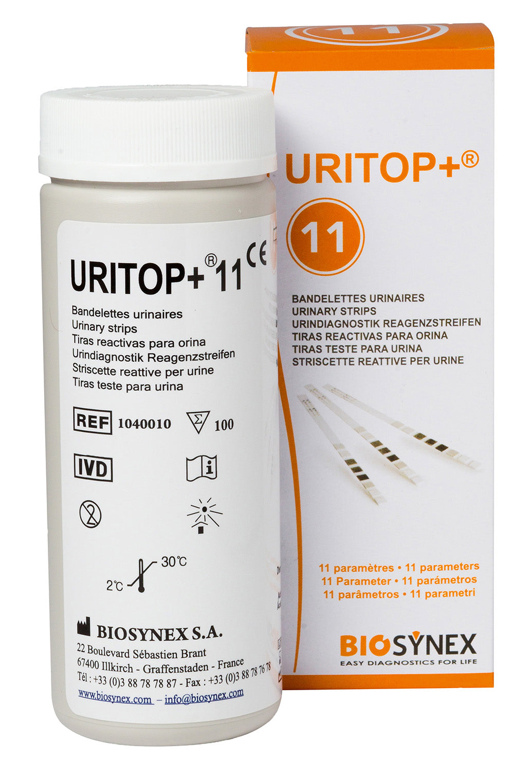 Bandelette d'analyse urinaire Uritop ® +  -  BIOSYNEX