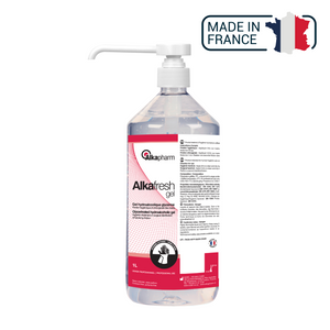 Alkafresh - Gel hydroalcoolique glycériné pour la désinfection des mains - Flacon pompe - 1 L - Alkapharm