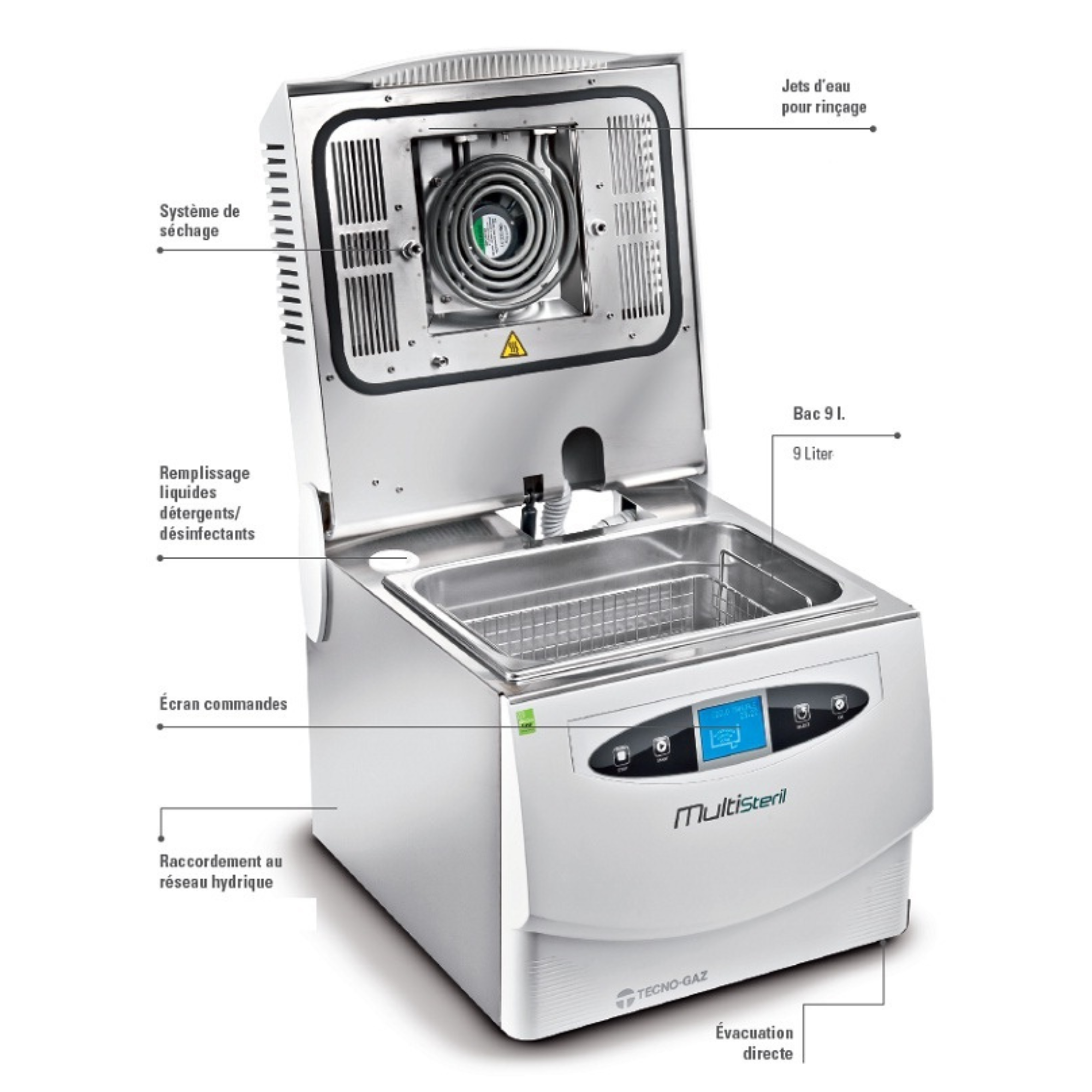 Multisteril - Dispositif automatique pour désinfection, ultrasons et séchage