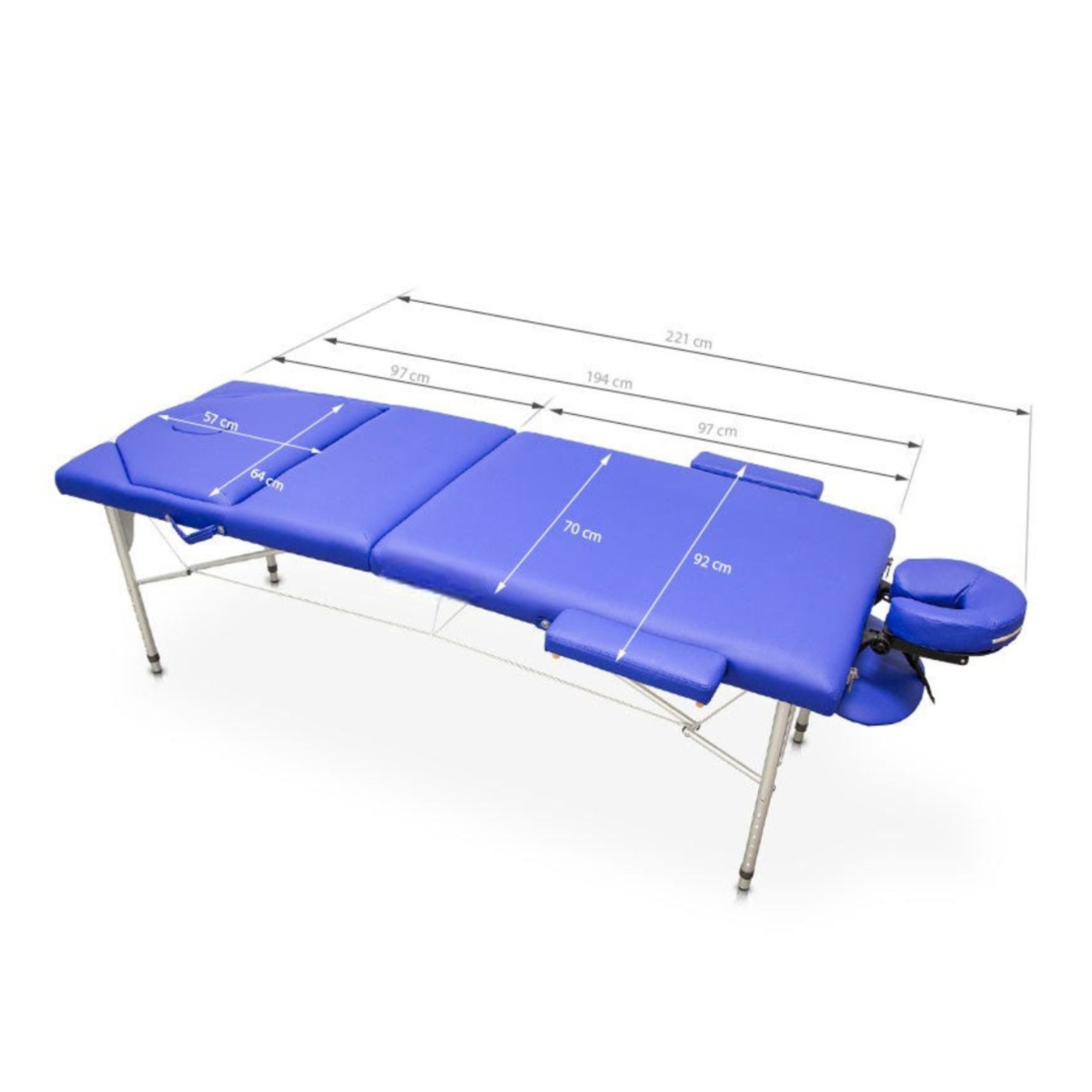 Table de massage pliante en aluminium 194 x 70 cm avec dossier inclinable - 5 coloris