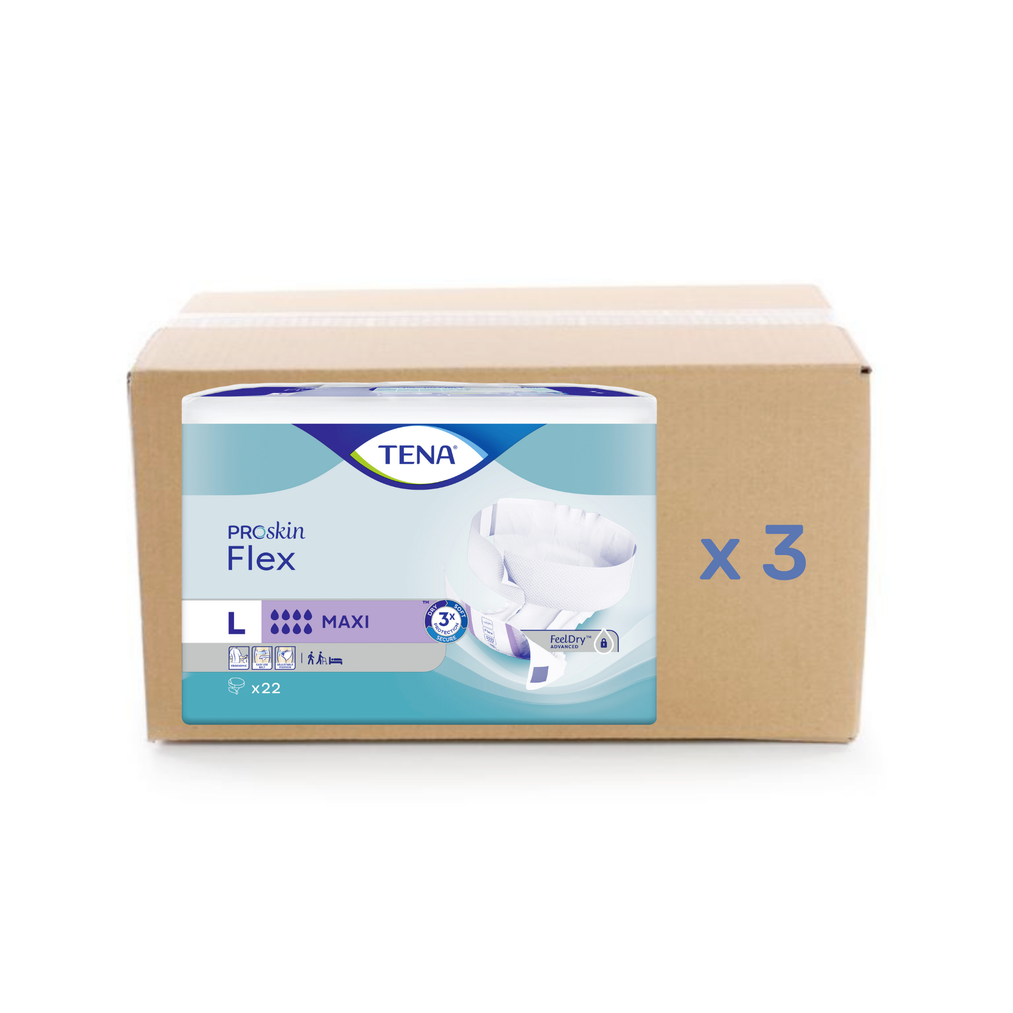 Change Tena Flex Proskin - Maxi 8 gouttes - L - carton 3x22U - Tena