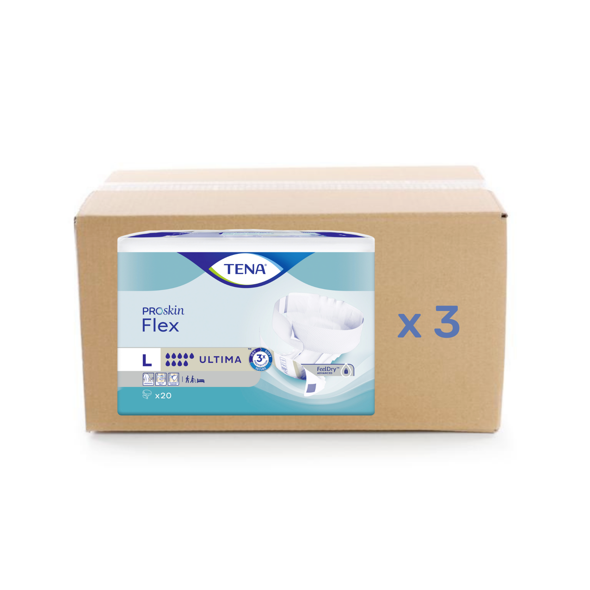 Change Tena Flex Proskin - Ultima 9 gouttes - L - carton 3x20U - Tena