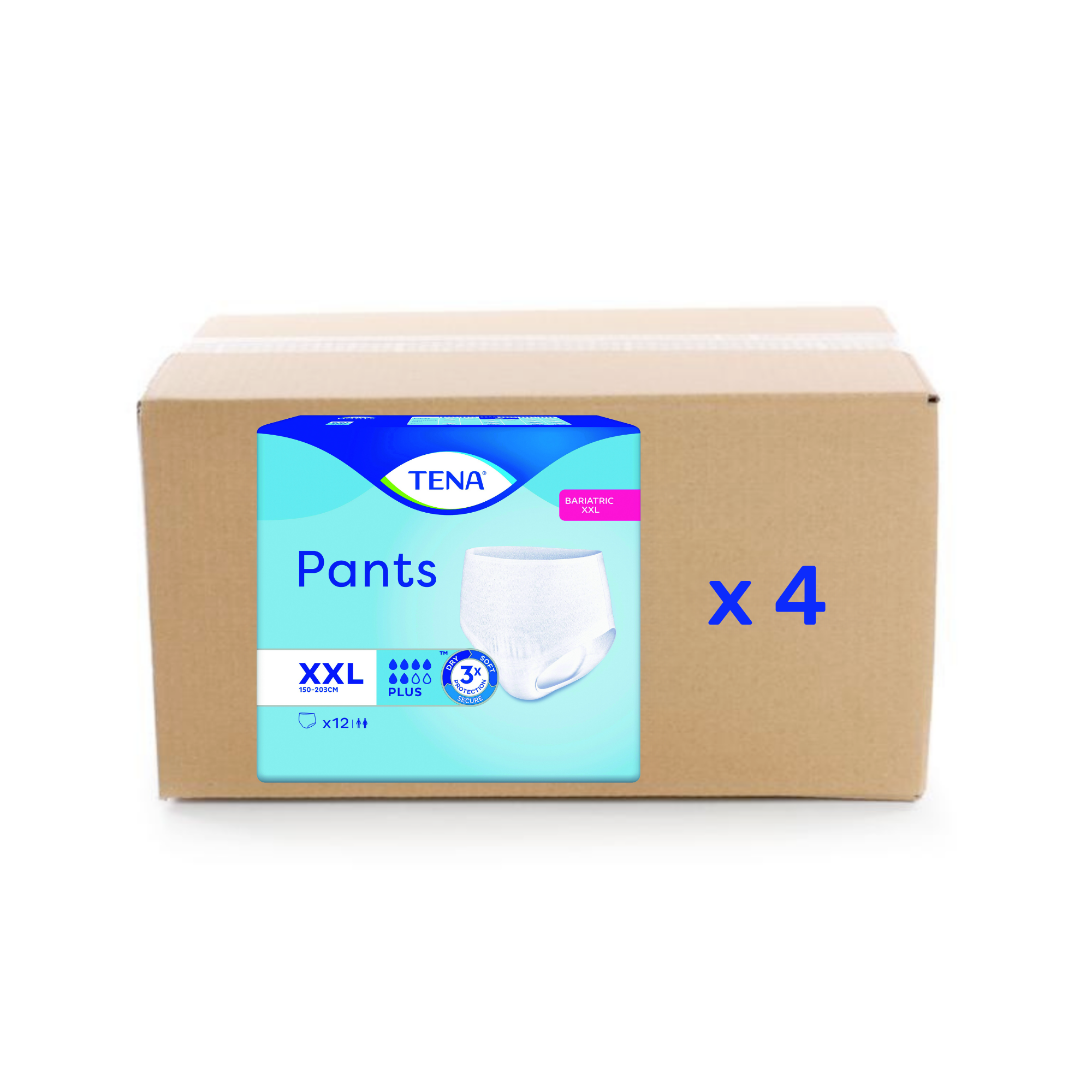 Tena Pants Bariatric - Plus - 6 gouttes - XXL - carton 4x12U - Tena